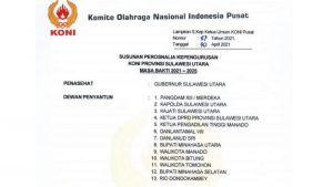 Ada Wali Kota Bitung di Struktur KONI Sulut 2021-2025