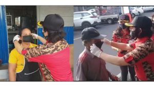 HUT ke-60 Pramuka, Kak Syanet Karundeng dan Kak Ellen Sangi Pakaikan Masker ke Warga