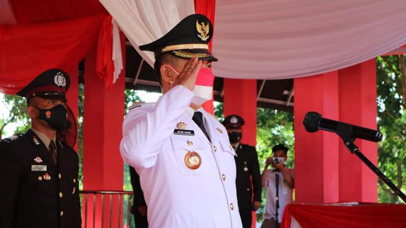Semarak HUT ke-76 Proklamasi Kemerdekaan RI, Bupati Joune Ganda Tampil Perdana Sebagai Irup