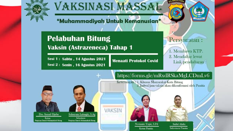 Muhammadiyah Bitung Bakal Gelar Vaksinasi Massal, Ini Jadwalnya