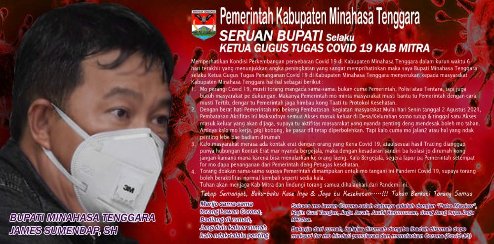 Perkembangan COVID-19 Memprihatinkan, Ini Seruan James Sumendap