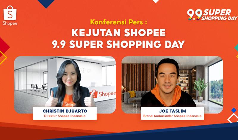 Sesi foto bersama Christin Djuarto, Direktur Shopee Indonesia dan Joe Taslim, Brand Ambassador Shopee Indonesia (foto IST)