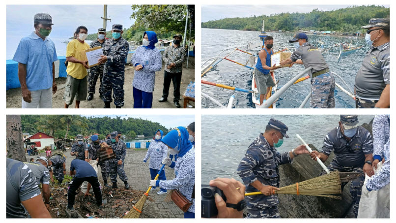Sambut HUT ke-76 TNI AL, Lanal Tahuna Gelar Baksos dan Bagi Sembako di Petta Timur