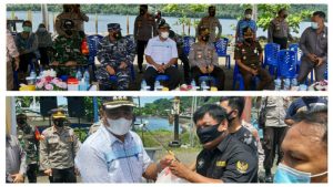 Polres Sangihe Gelar Vaksinasi Gratis dan Pembagian Bansos di 15 Titik Secara Serentak