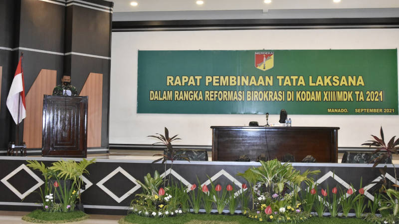 Kodam XIII/Merdeka Gelar Rapat Pembinaan Tata Laksana Bahas Reformasi Birokrasi