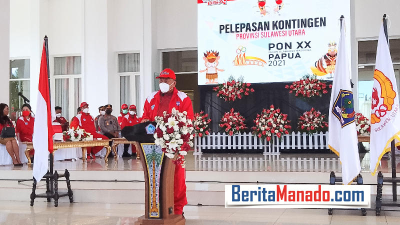 Lepas Kontingen Sulut ke PON Papua, Olly Dondokambey: Medali Emas Bonus Rp200 Juta