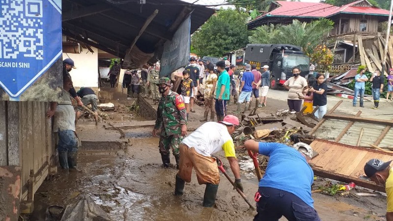 Fokus Penanganan Bencana Mitra, Kekuatan Penuh Diturunkan Kodim 1302/Minahasa