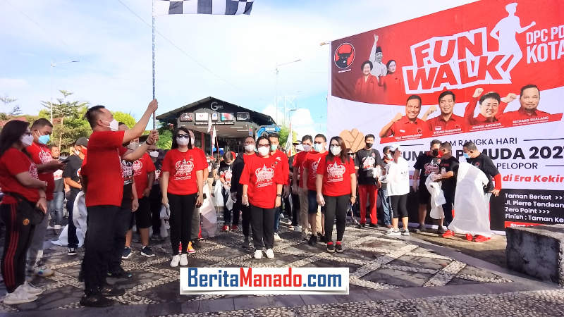 'Fun Walk' PDIP Manado, Jean Sumilat Jalan Sehat Sambil Pungut Sampah