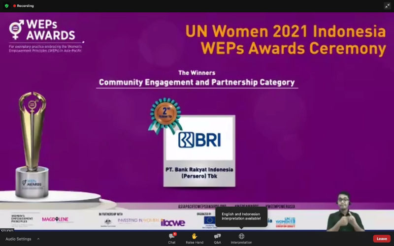 Raih Penghargaan UN Women 2021 Asia Pasific WEPs Awards, Bukti Keadilan BRI Untuk Perempuan