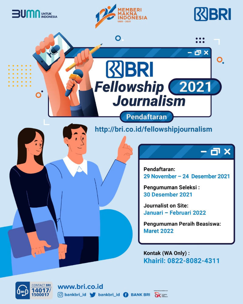 Pendaftaran Masih Dibuka, BRI Jadi Lembaga Keuangan Pertama yang Gelar Fellowship Journalism