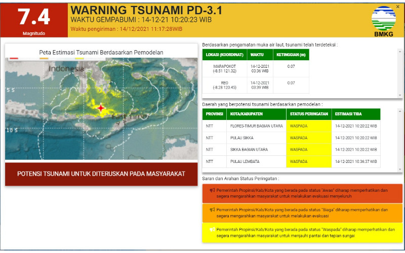 NTT Waspada Tsunami Pasca Gempa Bumi, Ini Kondisi Sulawesi Utara