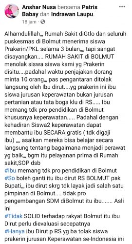 Dirut RSUD Bolmut Kembali 'Berulah'