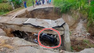Diduga Tidak Ada Rambu Lalu Lintas, Granmax Terperangkap di Jalan Longsor