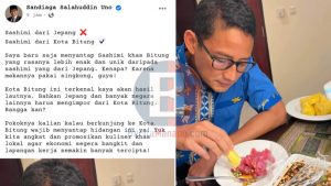 Lewat Mendsos, Sandiaga Uno Promosikan Makan Sashimi Asal Bitung