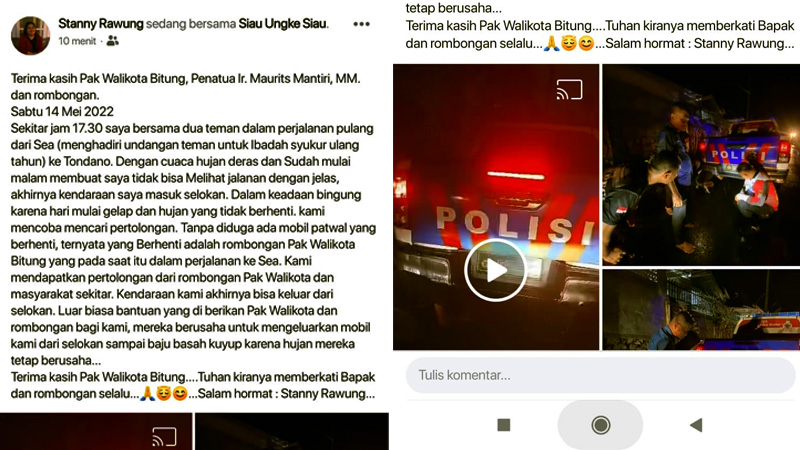 Usai Ditolong Wali Kota Bitung, Warga Tondano Ini Upload Status di Facebook