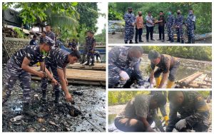 Lanal Tahuna Gelar Penanaman Bakau di 4 Lokasi Berbeda Dalam Rangka Bakti TNI AL Tahun 2022