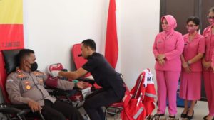 Aksi Donor Darah Polres Bolmut Sambut HUT ke-76 Bhayangkara