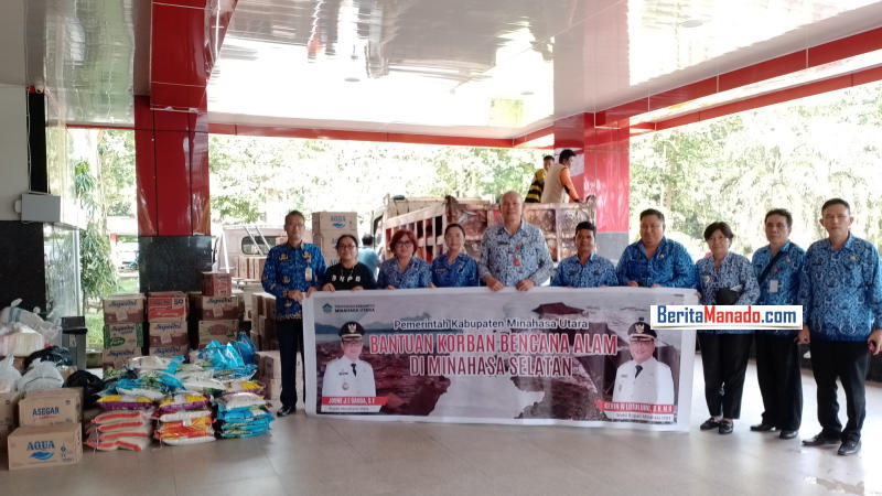Pemkab Minut Antar Bantuan ke Minsel, Ada Bapok, Hingga Kebutuhan Bayi dan Perempuan