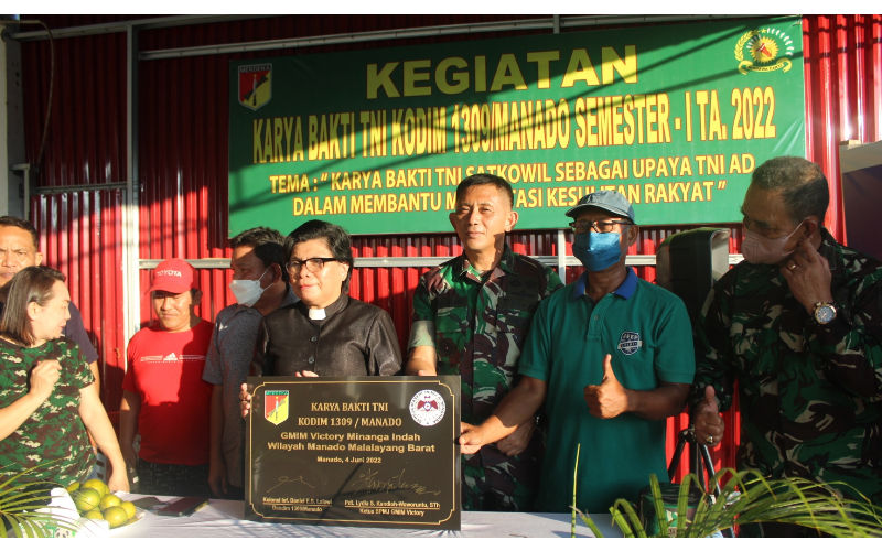 Karya Bakti Kodim 1309/Manado di GMIM Victory Ditutup, Kolonel Daniel Sebut Jangan Ada Pemisah