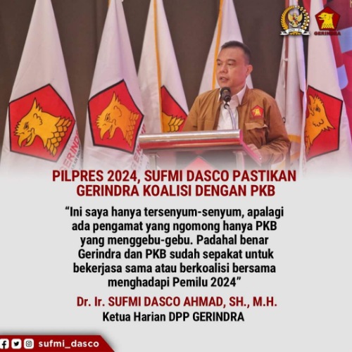 Gerindra Disebut Tak Menggebu-gebu Soal Koalisi dengan PKB, Sufmi Dasco Tersenyum