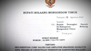 Pemkab Boltim Terbitkan Surat Edaran Implementasi Core Values dan Employer Branding ASN