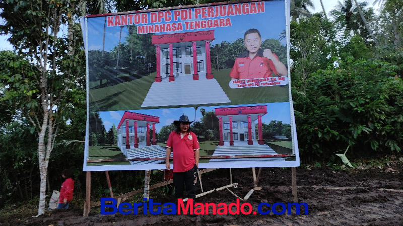 Peletakan Batu Pertama Pembangunan Kantor DPC PDIP Mitra, James Sumendap: Anggaran Rp1,2 Miliar
