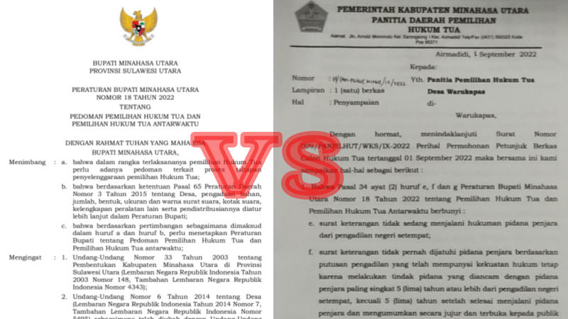 Pilhut Warukapas Maladministrasi, Surat Ketua Panitia Kabupaten Mentahkan Peraturan Bupati