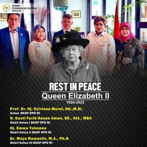 BKSP DPD RI Sampaikan Turut Berdukacita Atas Meninggalnya Ratu Elizabeth II
