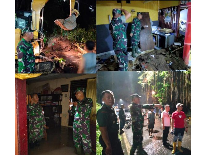Dandim 1309/Manado Terjun Langsung Ke Lokasi Banjir, Siagakan Seluruh Prajurit untuk Bantu Warga