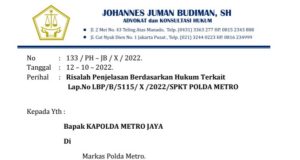 Soal Dugaan Penculikan, Johannes Budiman Kirim Surat Ini kepada Kapolda Metro Jaya