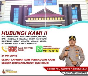 Catat, Ini Nomor Telepon Polisi Jika Ada Gangguan Kamtibmas di Kota Manado