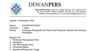 Dewan Pers Lakukan Uji Publik Draft Peraturan tentang Pendataan
