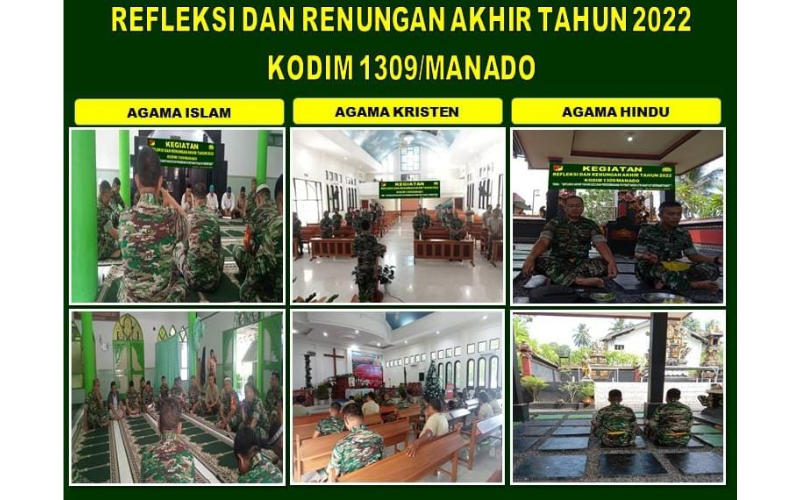Kodim 1309/Manado Tutup Tahun 2022 dengan Doa Bersama 3 Agama