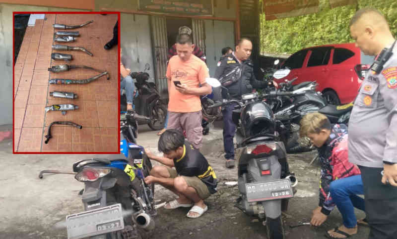 Razia Knalpot Bising 12 Kendaraan Bermotor Terjaring Polisi di Pineleng