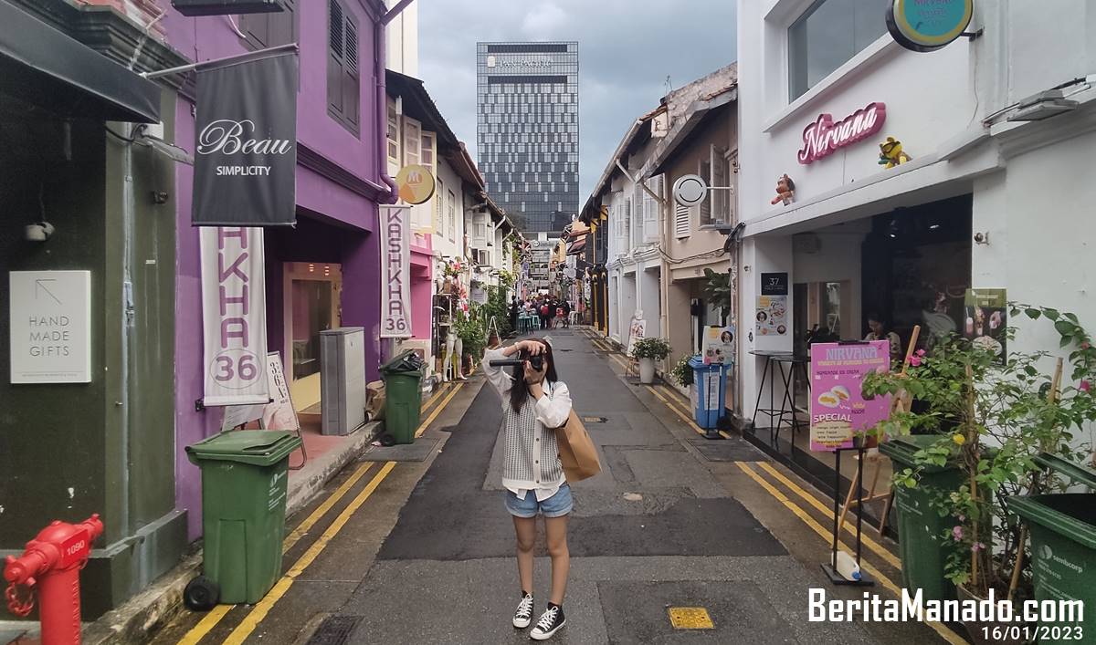 Haji Lane, salah satu destinasi wisata Singapura (Foto BeritaManado.com, 16 Januari 2023)