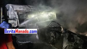 Tiga Kendaraan Hangus Terbakar di Jalan Trans Sulawesi