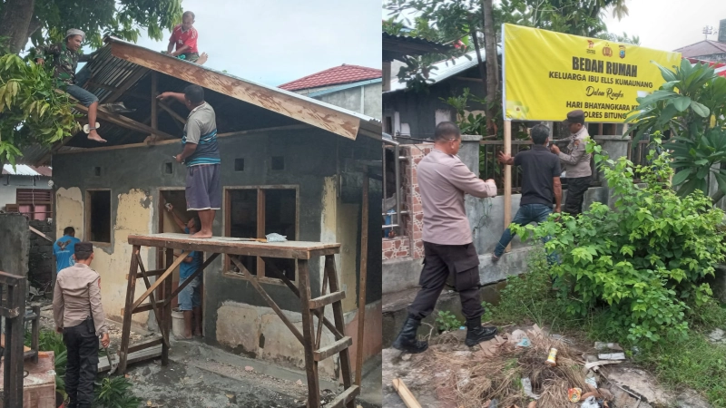 Kolaborasi TNI/Polri Bedah Rumah Warga di Bitung, Kapolres: Sinergitas Bantu Masyarakan