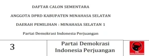 Ini DCS Anggota DPRD Minahasa Selatan dari Partai Demokrasi Indonesia Perjuangan