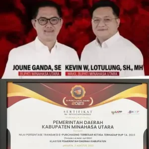 Pemerintahan Joune Ganda – Kevin Lotulung Raih Juara Nasional e-Purchasing Award 2023