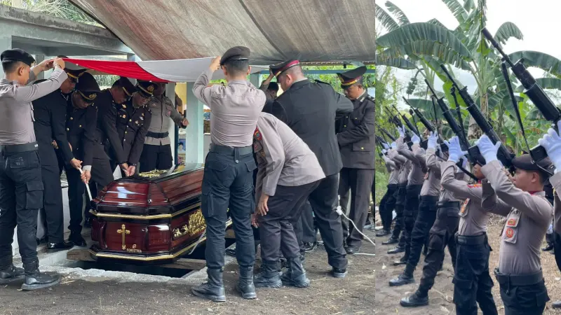 Tembakan Salvo Iringi Pemakaman Mantan Kapolsek Ranowulu Alm AKP Inge Bernadette Marijo SH