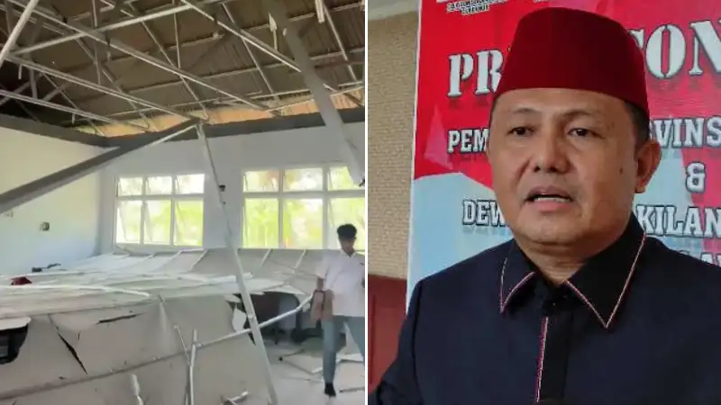 Plafon Ruang Kelas SMKN 1 Bolaang Ambruk, James Tuuk Desak Polda Sulut Periksa Pengerjaan Proyek