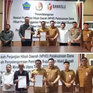 Pertama di Sulut, Pemkab Minut Tandatangani NPHD Pilkada 2024 Rp59 Miliar