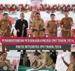 Awal 2024, Bupati Joune Ganda Pimpin Penandatanganan Perjanjian Kinerja, Pakta Integritas dan Launching MPP