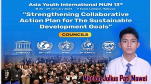 Marlon Mawei Terpilih Ikuti AYIMUN Conference ke-13 di Malaysia
