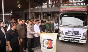 Kapolda Sulut Lepas Distribusi Logistik Pemilu 2024 di Kabupaten Minsel