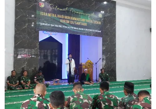 Korem 131/Santiago Peringati Isra Miraj 1445 H, Diingatkan Pentingnya Sholat 5 Waktu