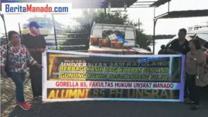 Peduli Kemanusiaan, Alumni Fakultas Hukum Unsrat Angkatan 85 Bantu Korban Bencana Gunung Ruang