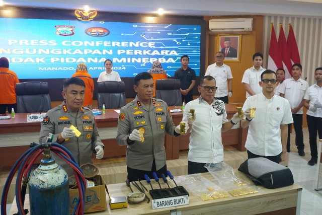 Penyelundupan 10 Kilogram Emas Batang Hasil Tambang Ilegal di Sulut Digagalkan Polisi