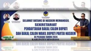 Besok, NasDem Buka Pendaftaran Bakal Calon Bupati dan Wakil Bupati Minahasa