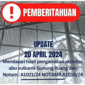 UPDATE! Bandara Sam Ratulangi Masih Tutup Sementara hingga 21 April 2024
